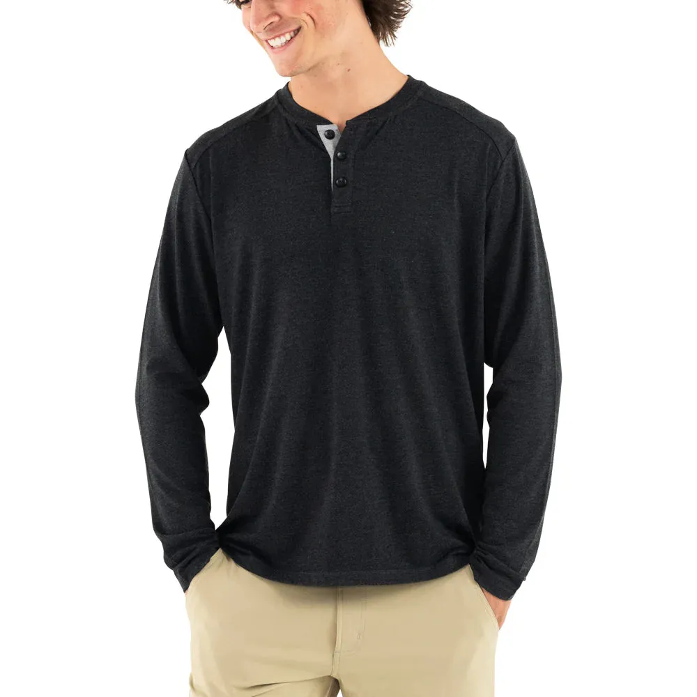 Men's Bamboo Flex Henley - Heather Black