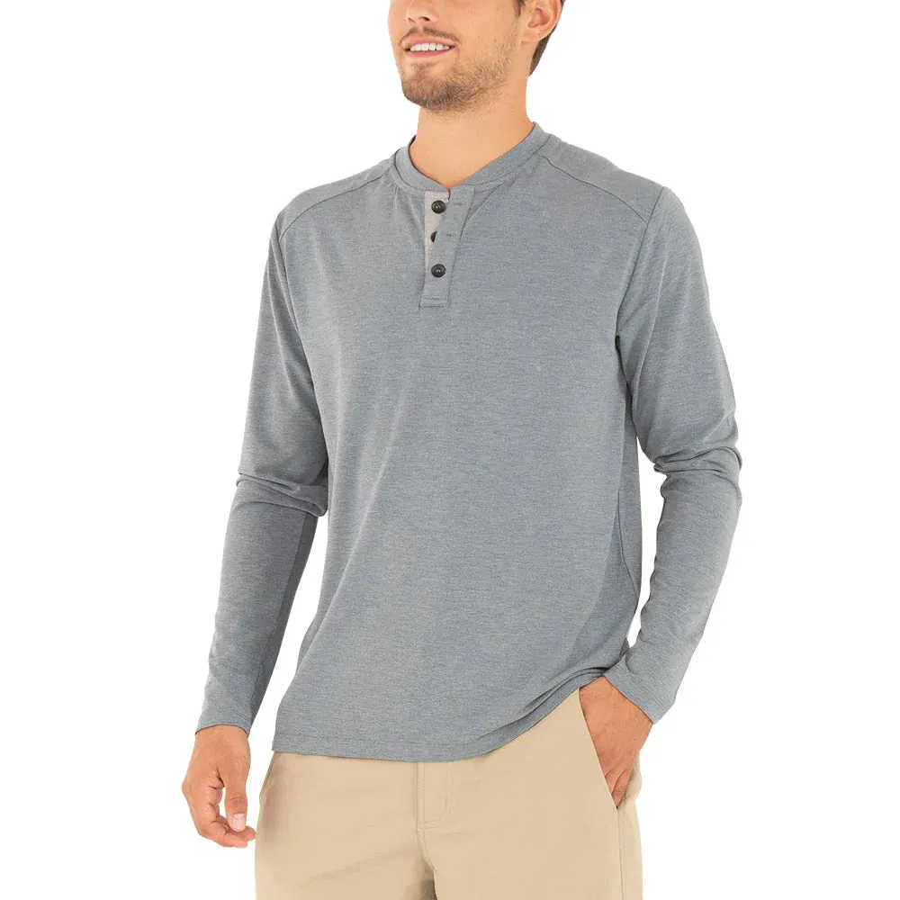 Men's Bamboo Flex Henley - Heather Blue Dusk