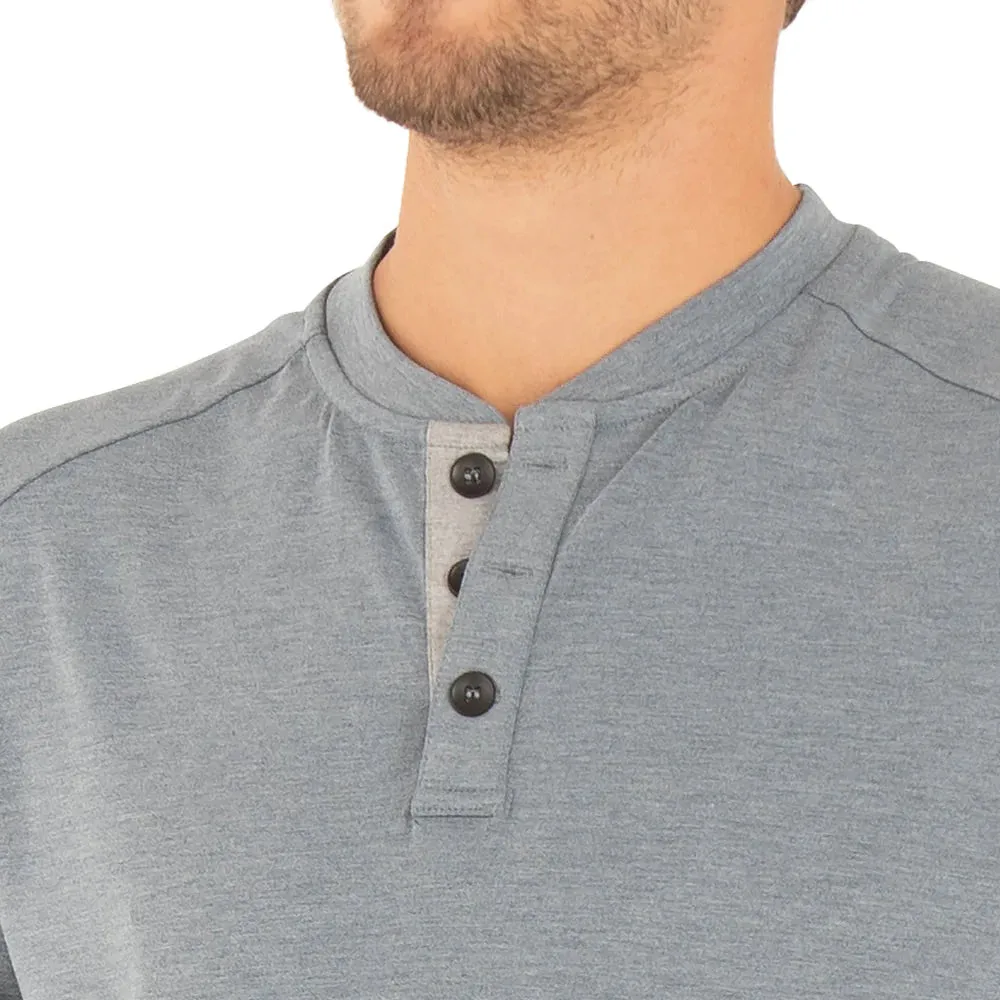 Men's Bamboo Flex Henley - Heather Blue Dusk