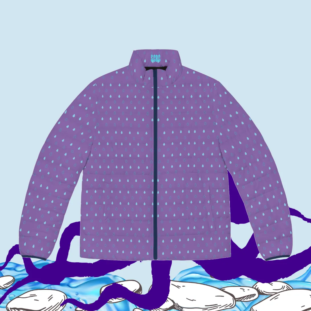 Men's SCBC "Cephalopod" Puffer Jacket (AOP). Puffer Jacket, Spring, Mens Clothes, Warm Jacket, Lightweight, Paisley Print, Graphic Design.