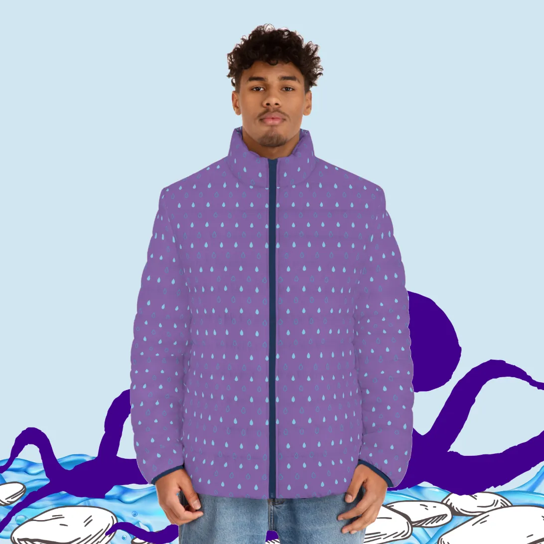 Men's SCBC "Cephalopod" Puffer Jacket (AOP). Puffer Jacket, Spring, Mens Clothes, Warm Jacket, Lightweight, Paisley Print, Graphic Design.