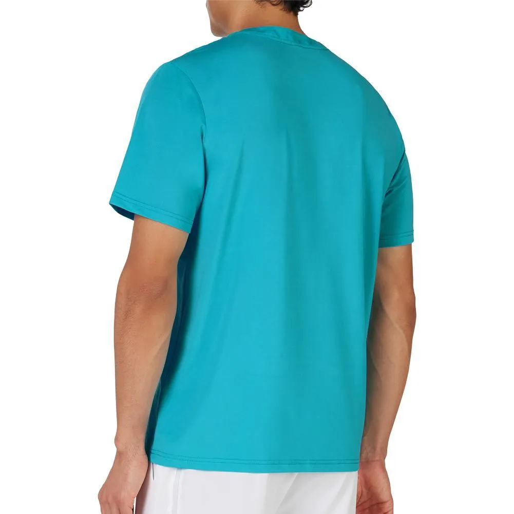 Men's Short Sleeve Tennis Henley Scuba Blue