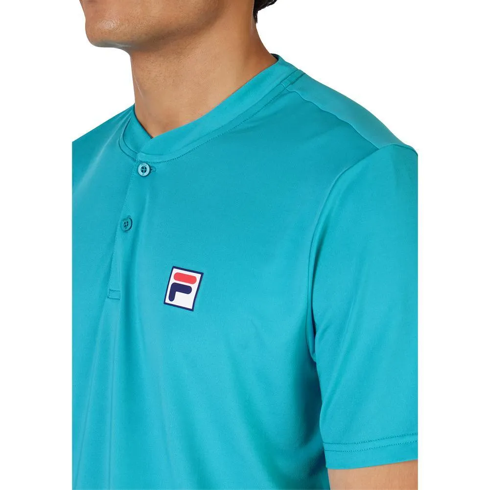 Men's Short Sleeve Tennis Henley Scuba Blue