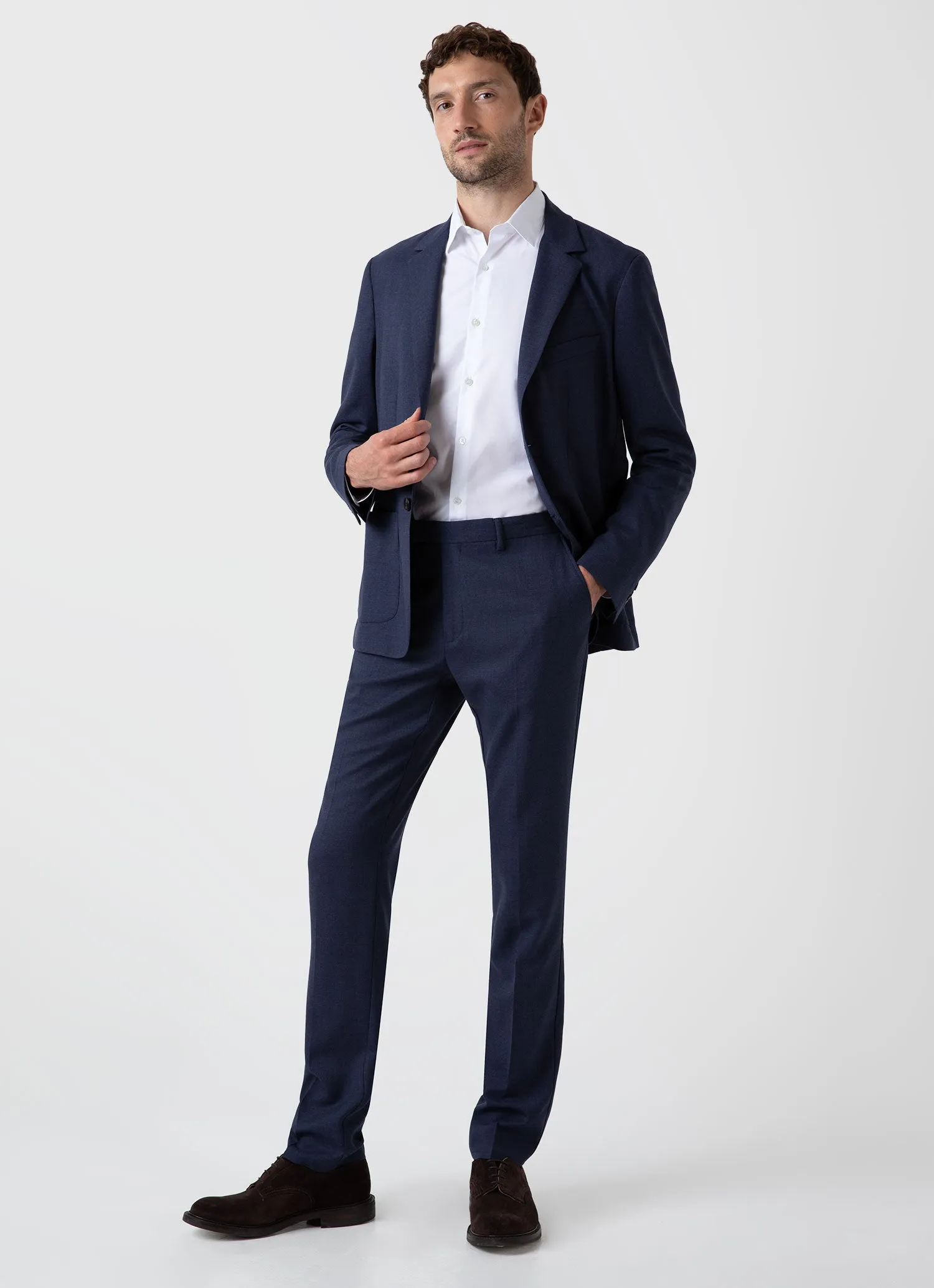 Men's Wool Blazer in Blue Melange