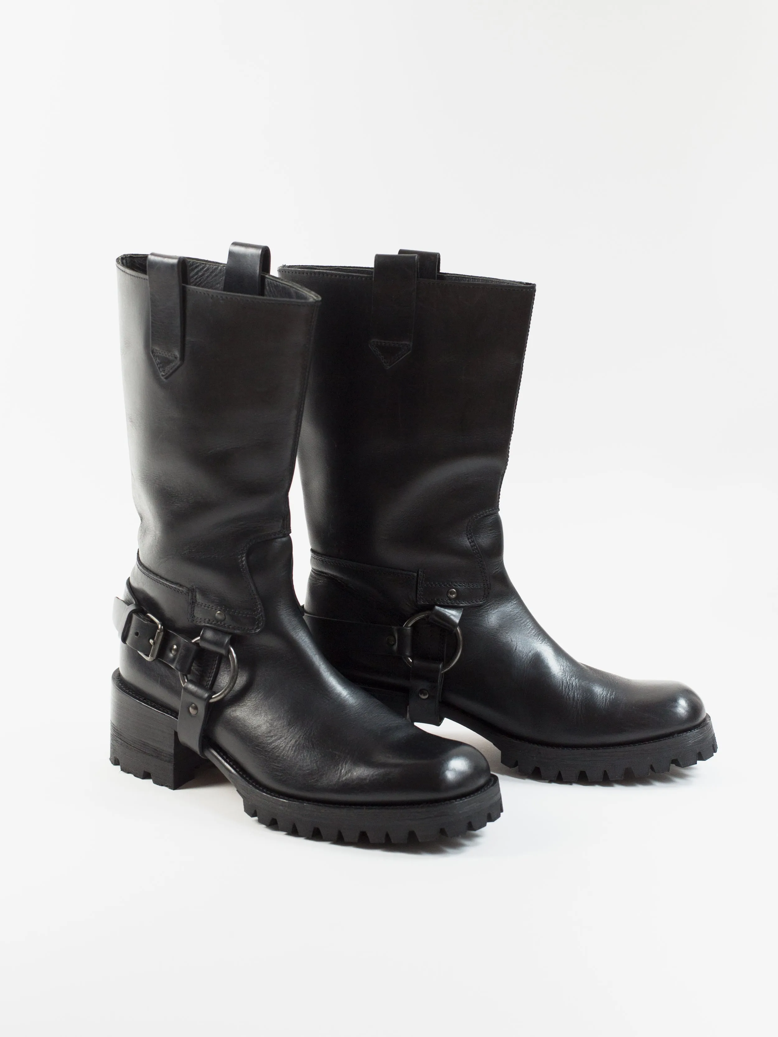 Miu Miu Lug Sole Harness Riding Boots