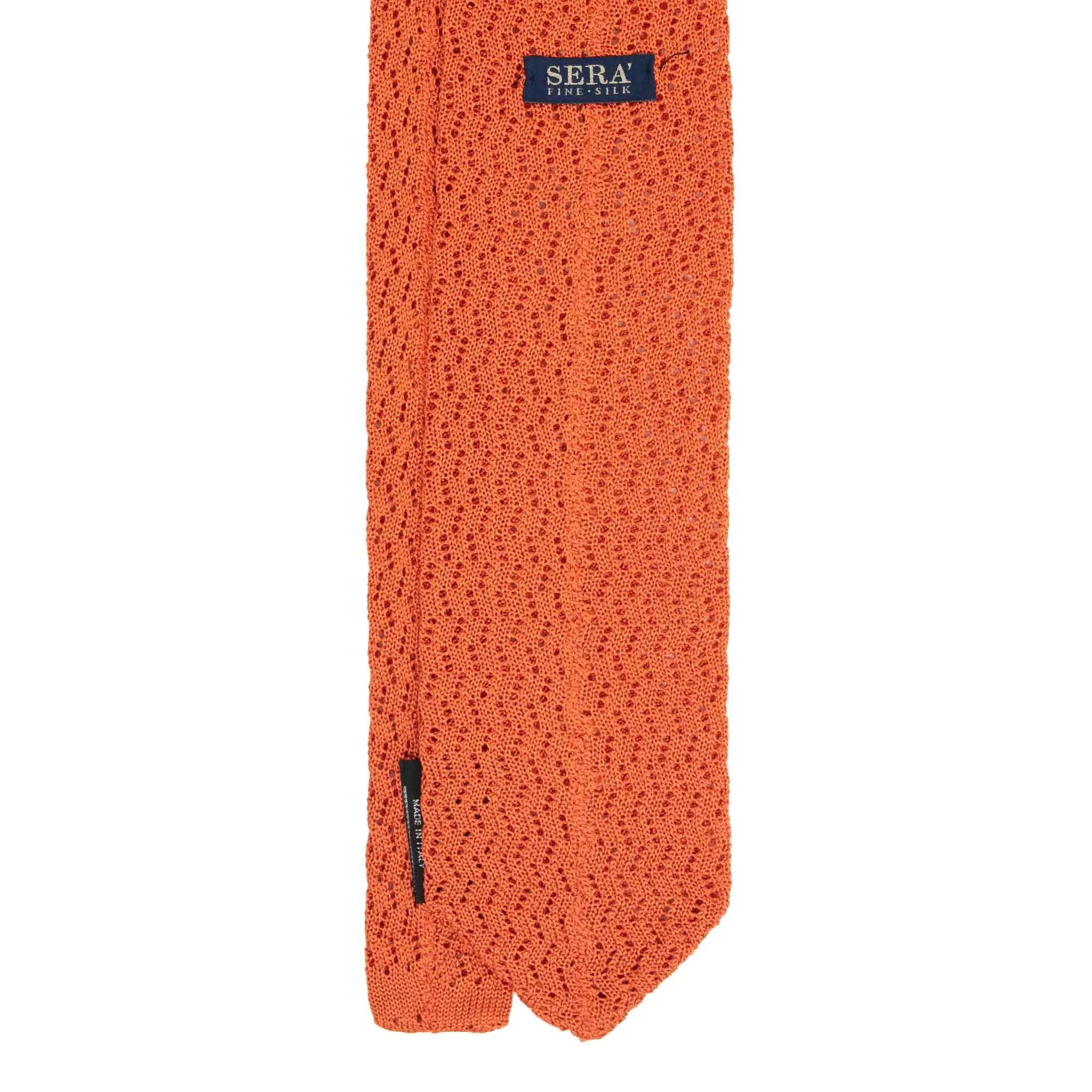 Orange Zig Zag V Point Knitted Tie