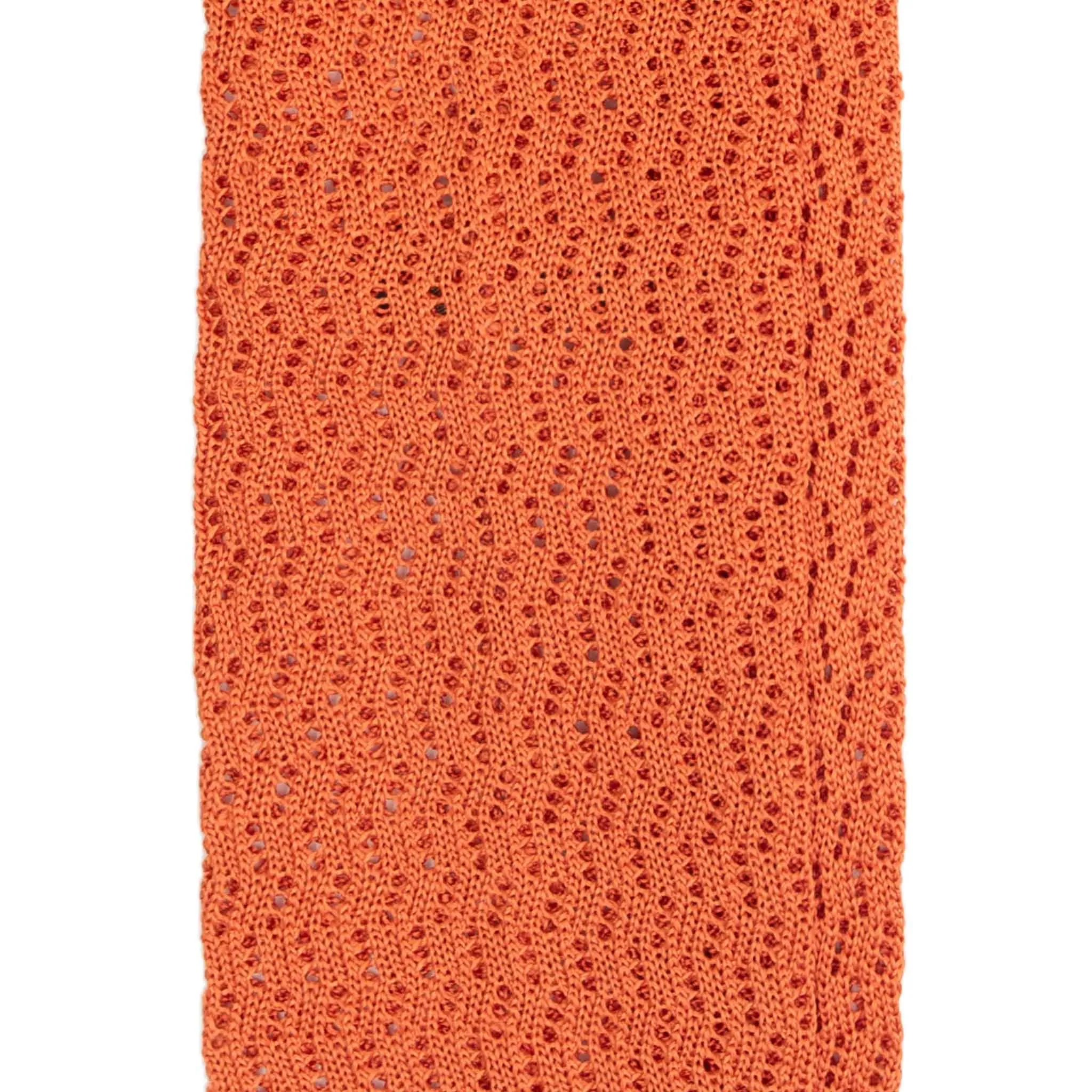 Orange Zig Zag V Point Knitted Tie