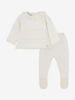 Paz Rodriguez Baby Knitted 2 Piece Set in Ivory