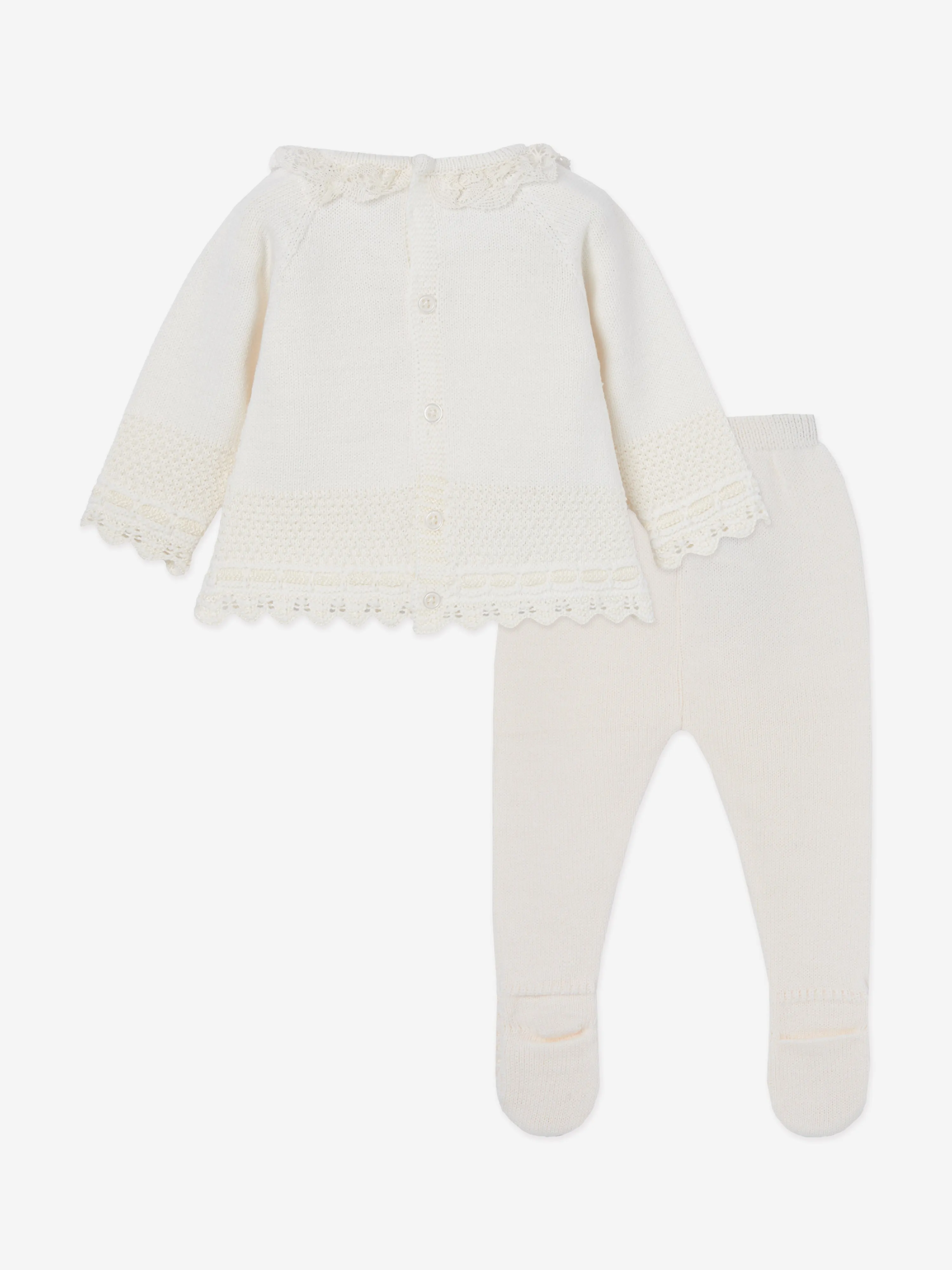 Paz Rodriguez Baby Knitted 2 Piece Set in Ivory