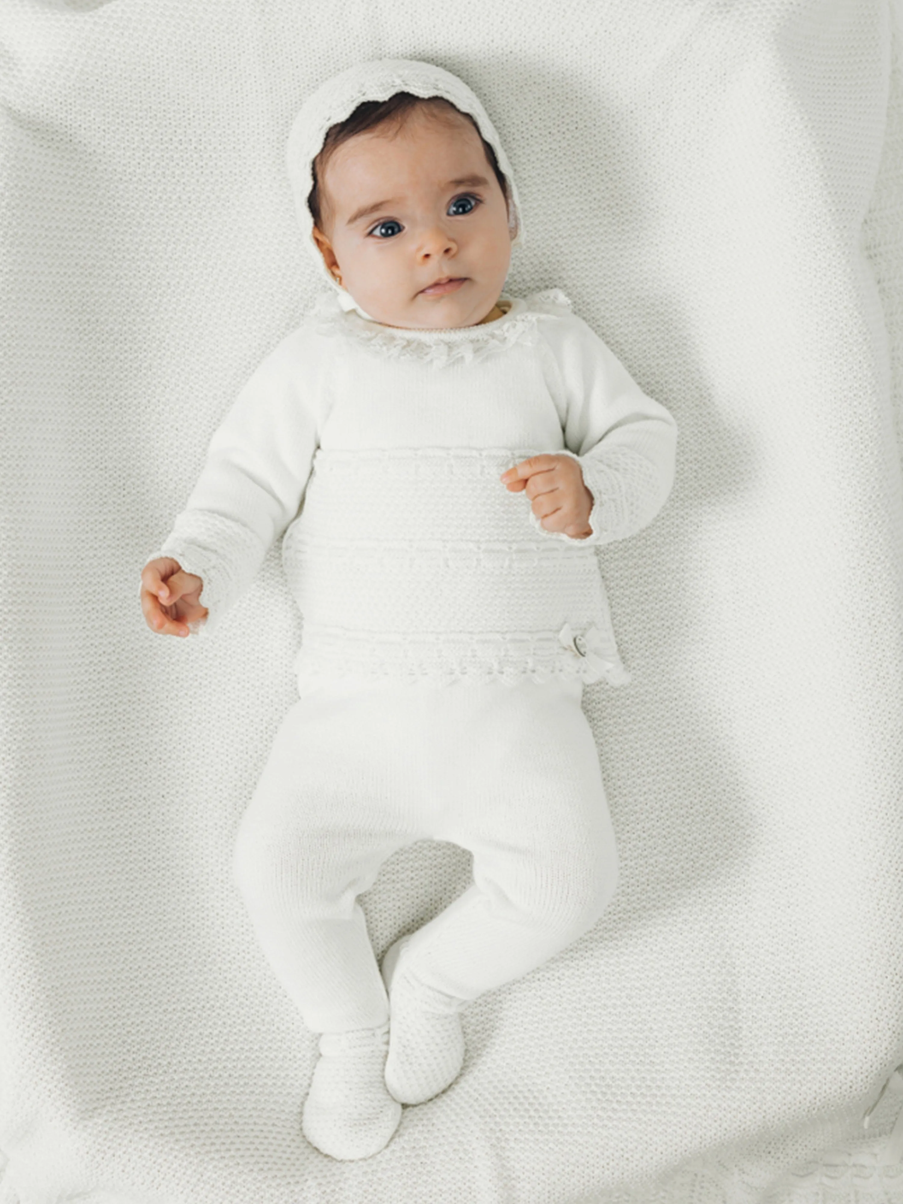 Paz Rodriguez Baby Knitted 2 Piece Set in Ivory