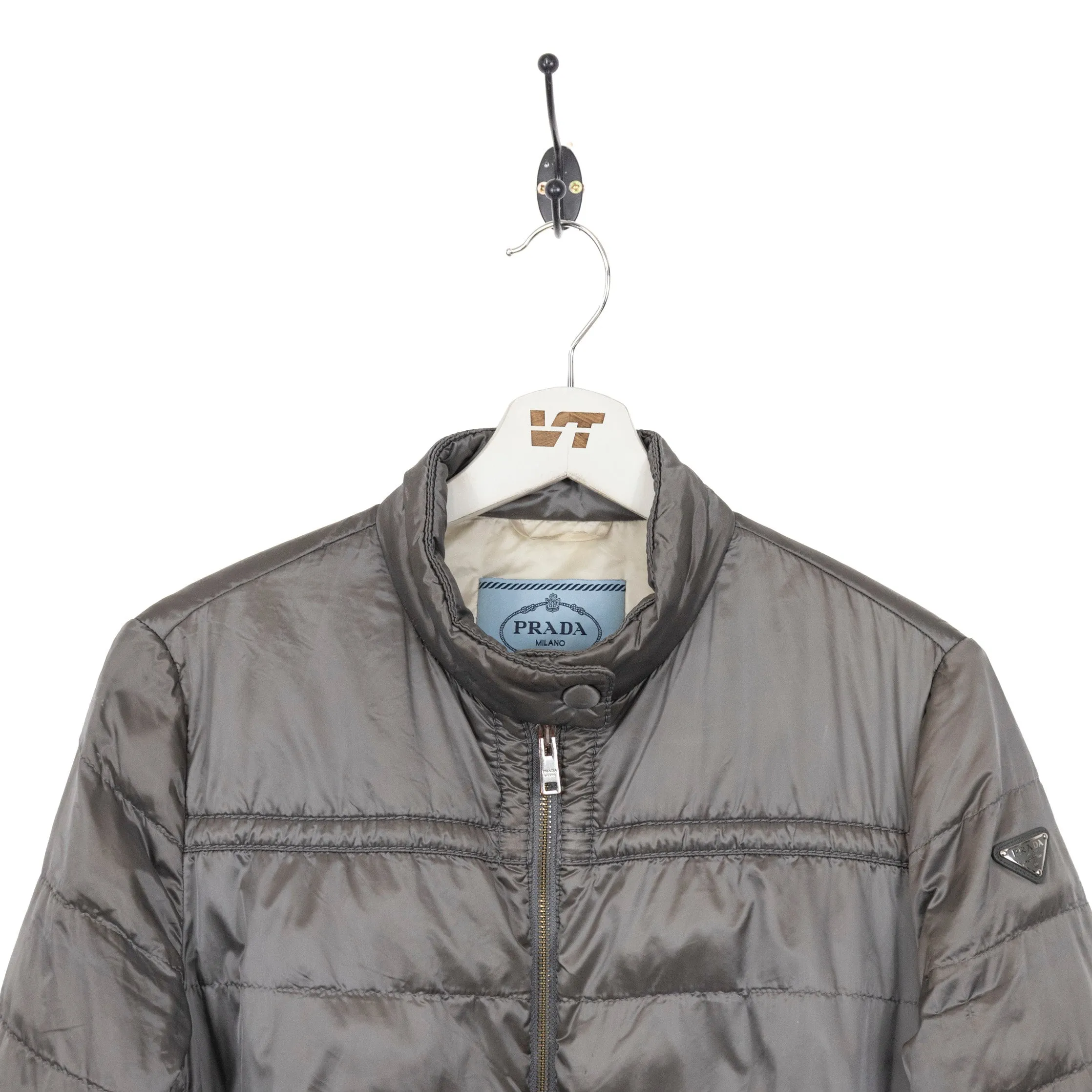 Prada Logo Plaque Quilted Puffer Jacket