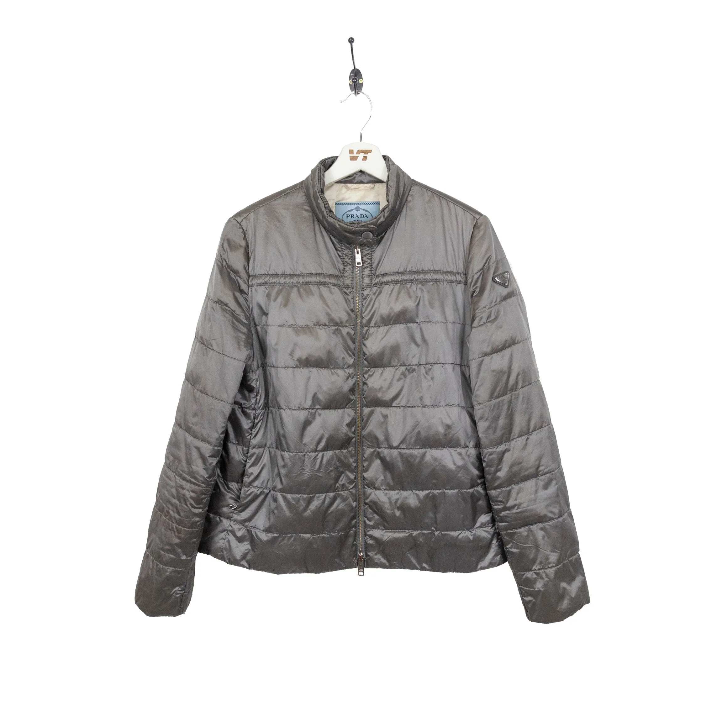 Prada Logo Plaque Quilted Puffer Jacket