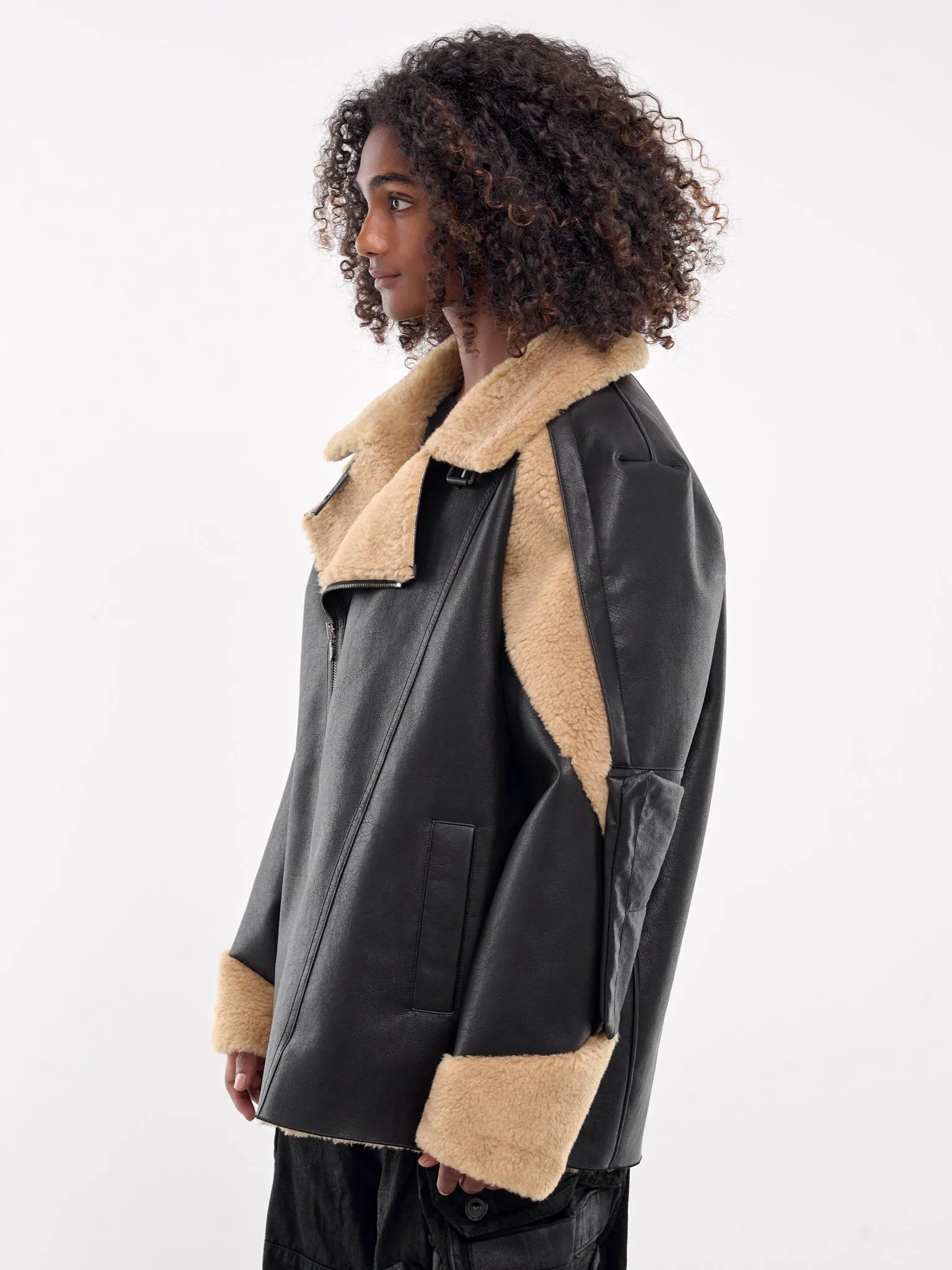 Prism Faux Shearling Jacket (CA06PSJ13BB-BROWN-BLACK)