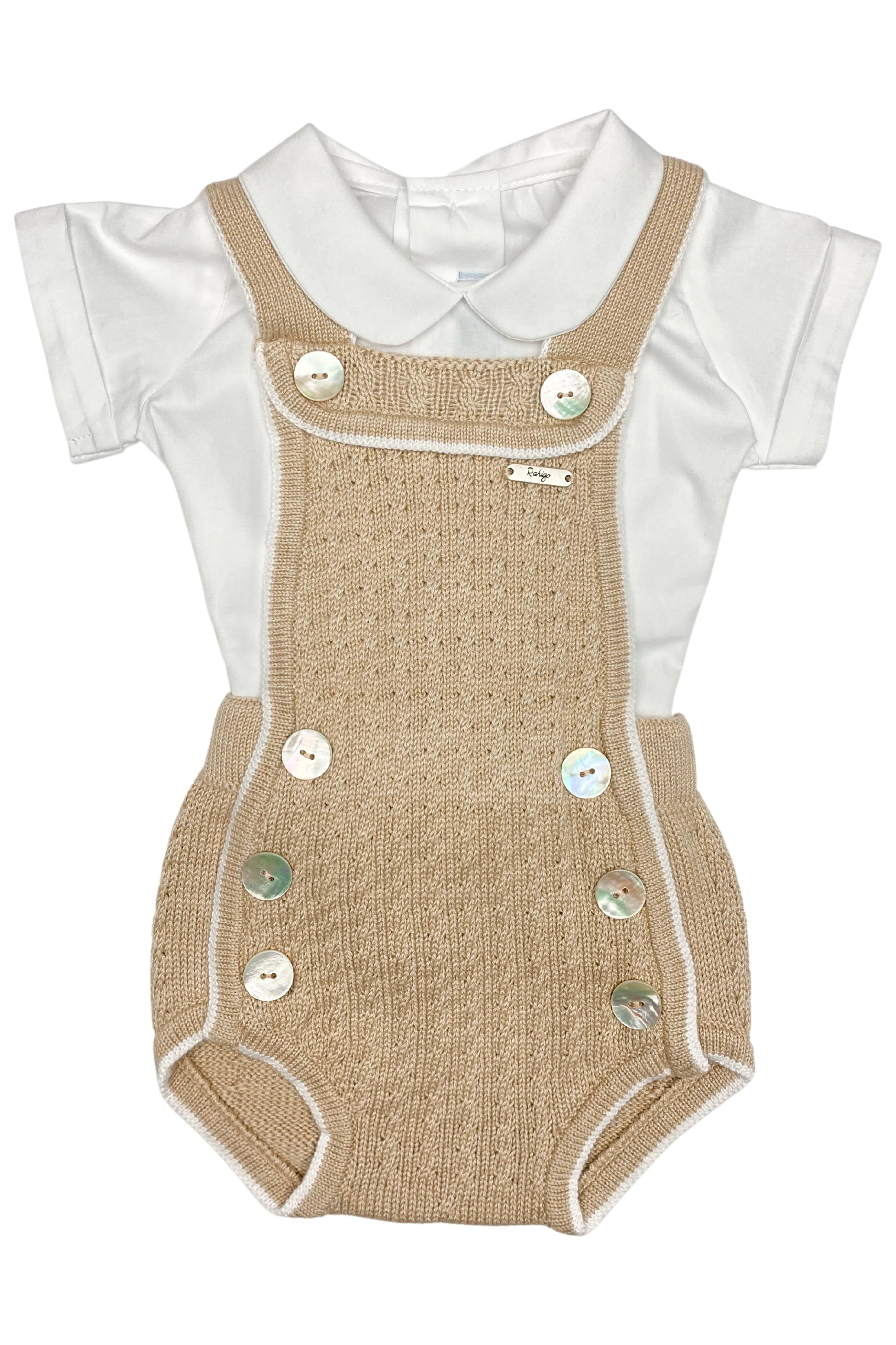 "Aire" Camel Knit Dungaree Romper Set