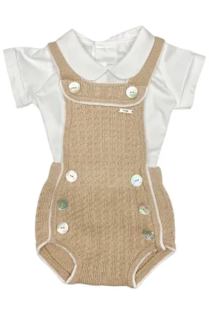 "Aire" Camel Knit Dungaree Romper Set