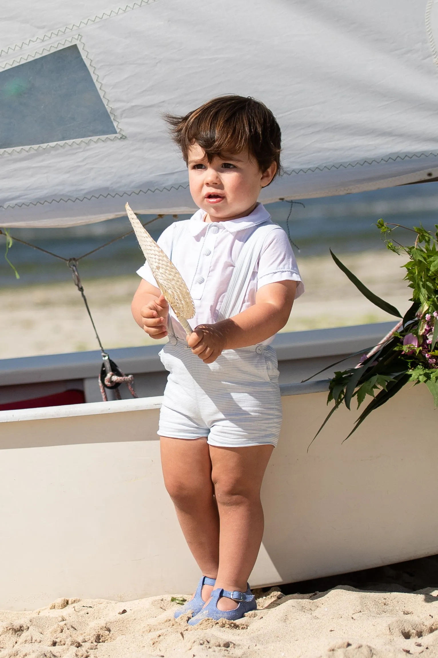 "Beau" Blue Knit Seahorse Jumper, Shirt & Shorts