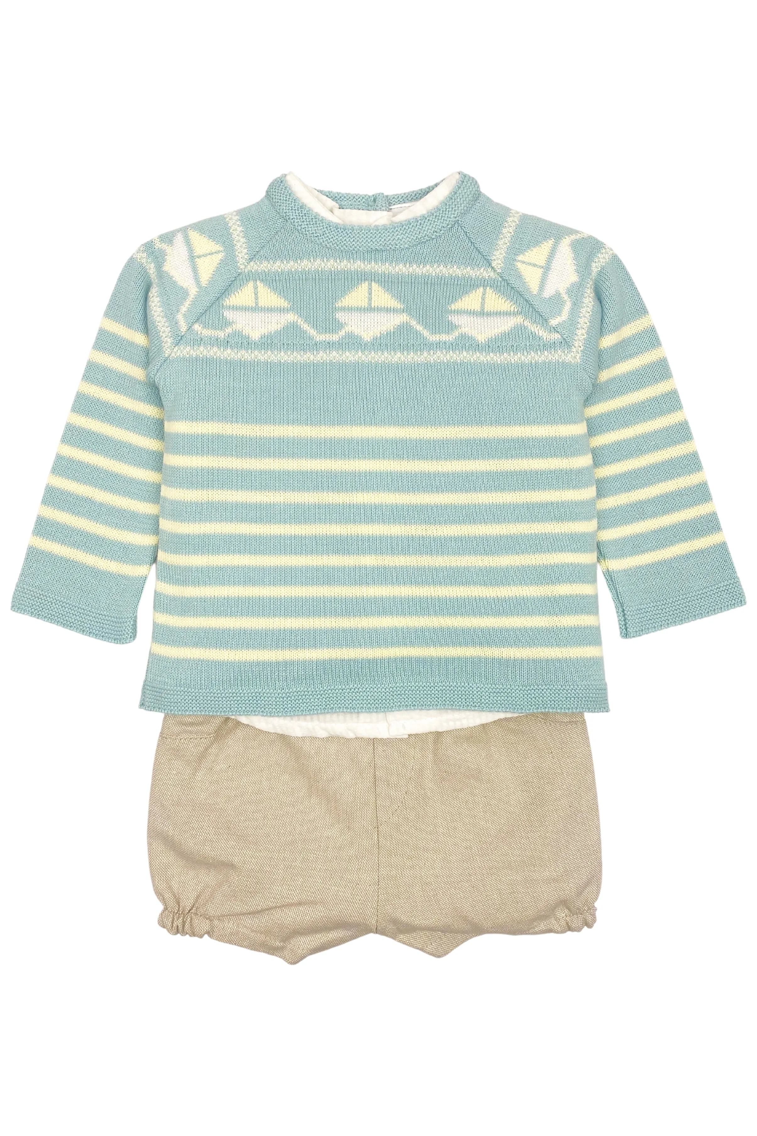 "Louis" Sage Green Jumper, Shirt & Shorts