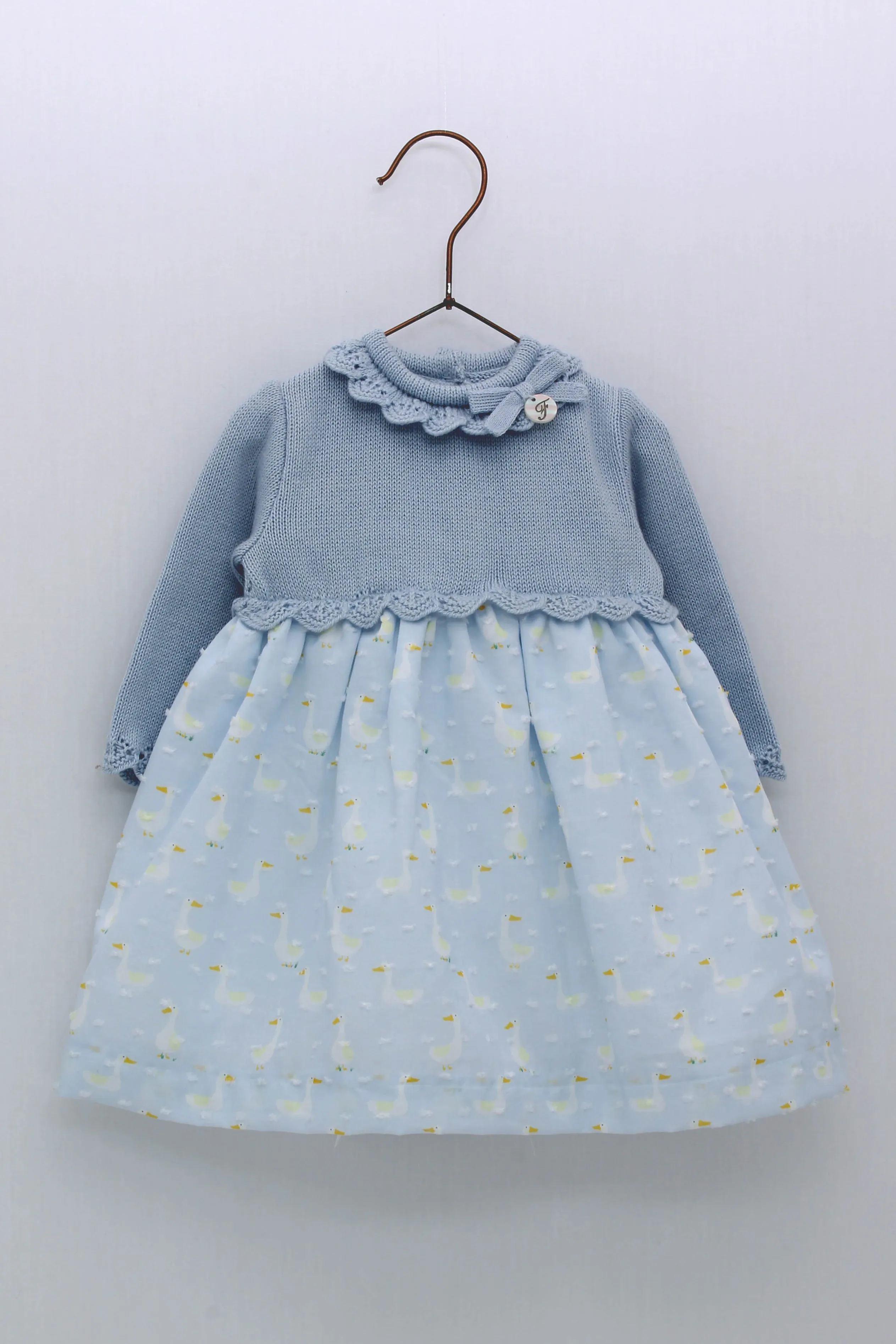 "Persephone" Blue Half Knit Duck Dress