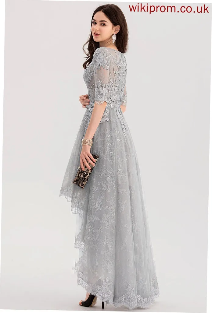 Scoop Asymmetrical Penny Tulle Lace Neck Ball-Gown/Princess Prom Dresses