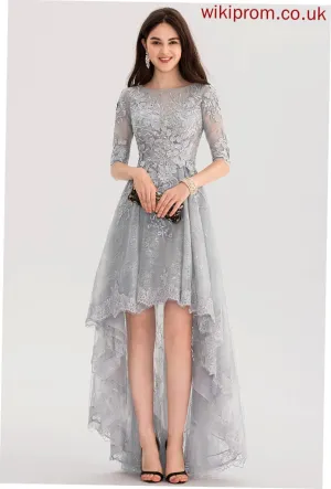 Scoop Asymmetrical Penny Tulle Lace Neck Ball-Gown/Princess Prom Dresses