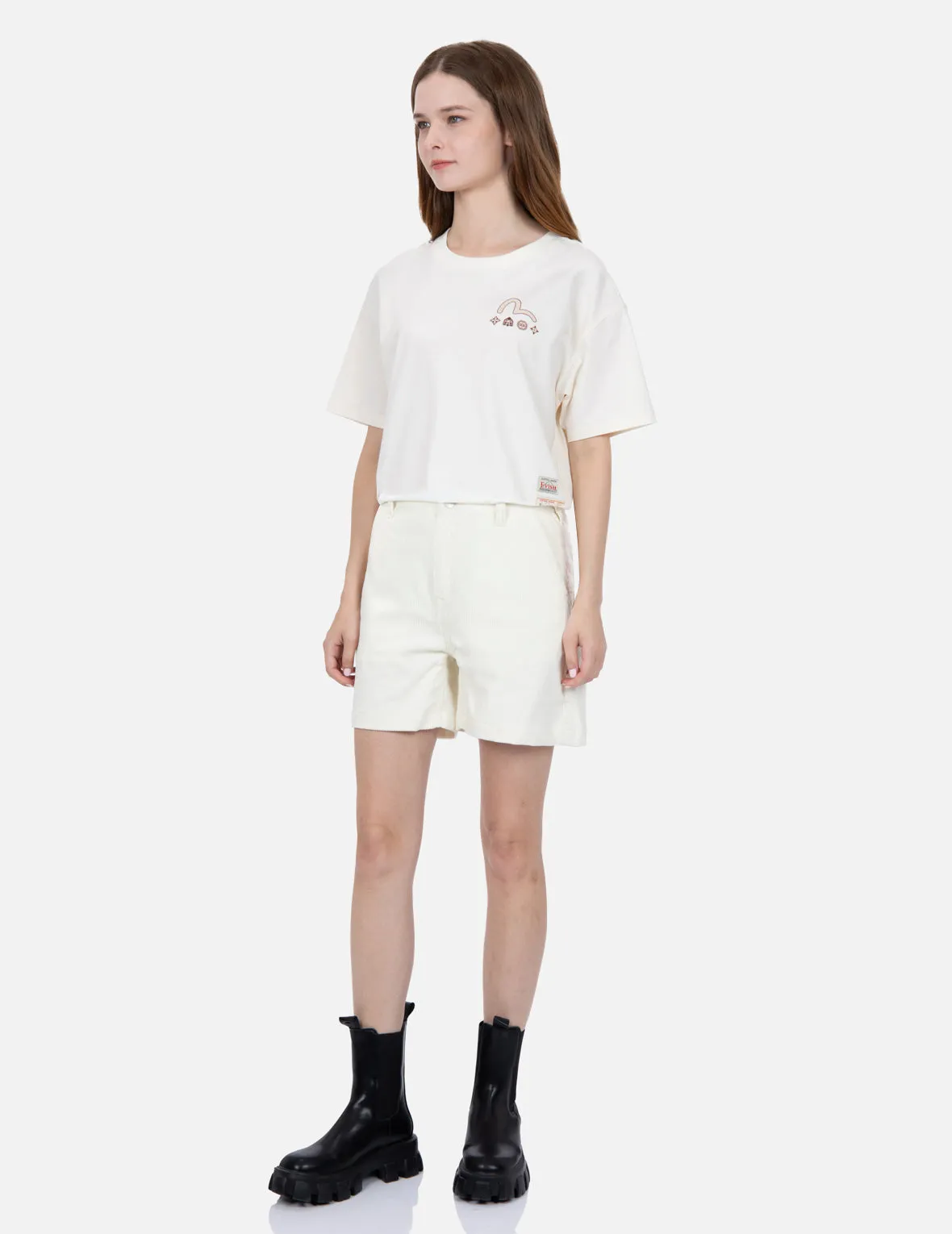 Seagull Embroidery Corduroy Shorts