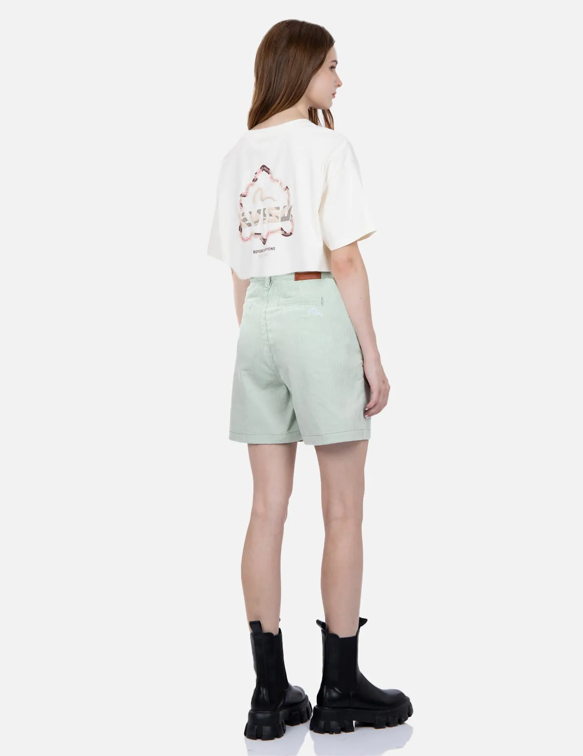 Seagull Embroidery Corduroy Shorts