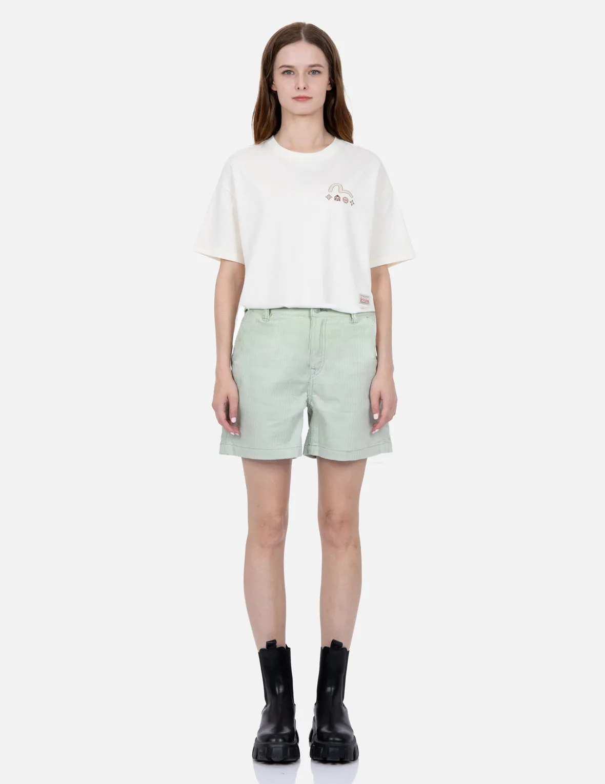 Seagull Embroidery Corduroy Shorts