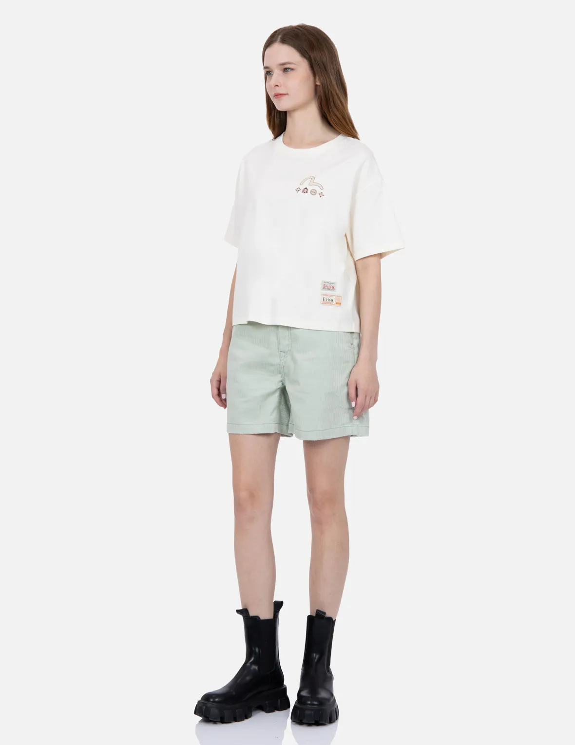 Seagull Embroidery Corduroy Shorts