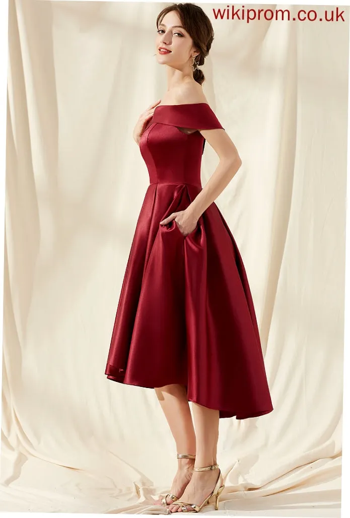 Silhouette Embellishment Off-the-Shoulder Asymmetrical Length Pockets A-Line Neckline Fabric Shaylee Bridesmaid Dresses