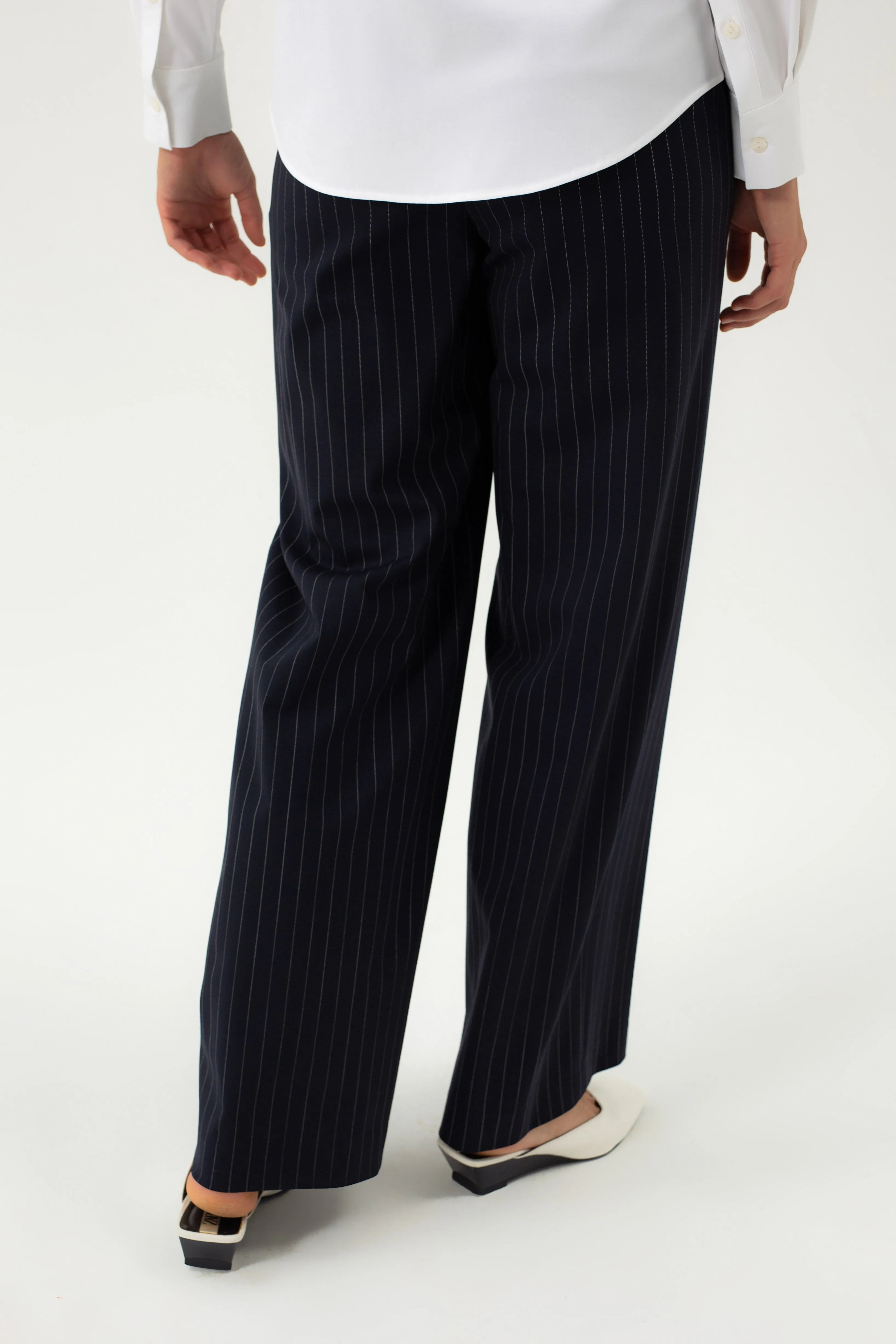 STRAIGTH STRIPED TROUSERS WITH ELASTIC WAISTBAND