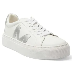 Trio Sneaker in White And Silver Leather