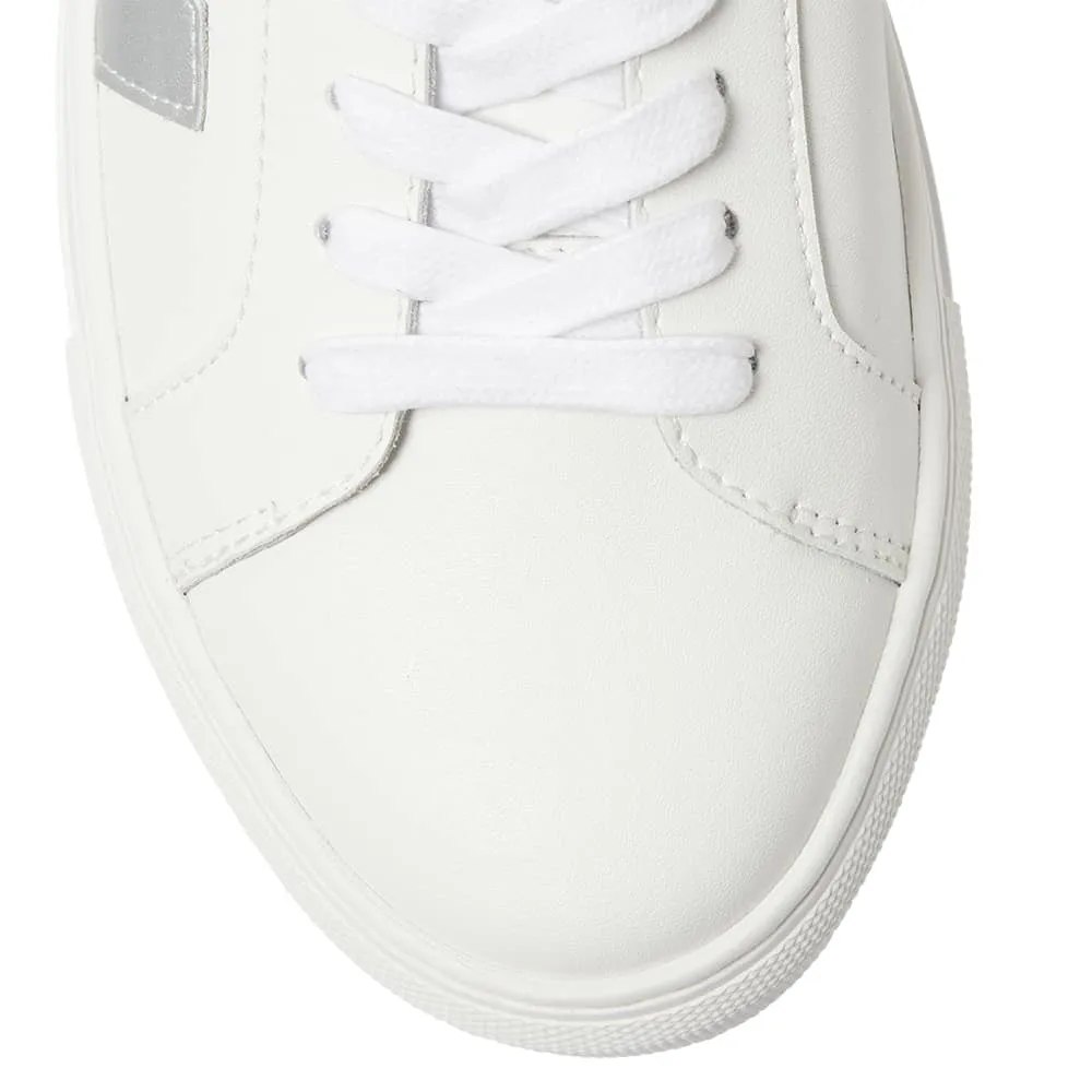 Trio Sneaker in White And Silver Leather