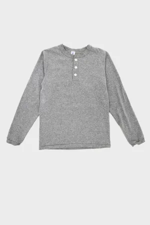 Tubular Knit Henley - Heather Grey