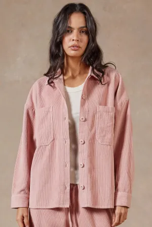 (W) Lebowski Cord Overshirt in Chalk Pink