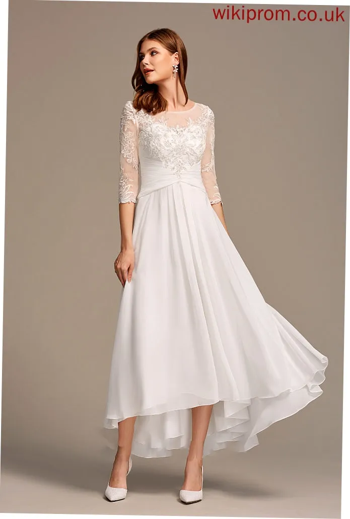 Wedding Lace Dress Mercedes With Asymmetrical A-Line Wedding Dresses Illusion