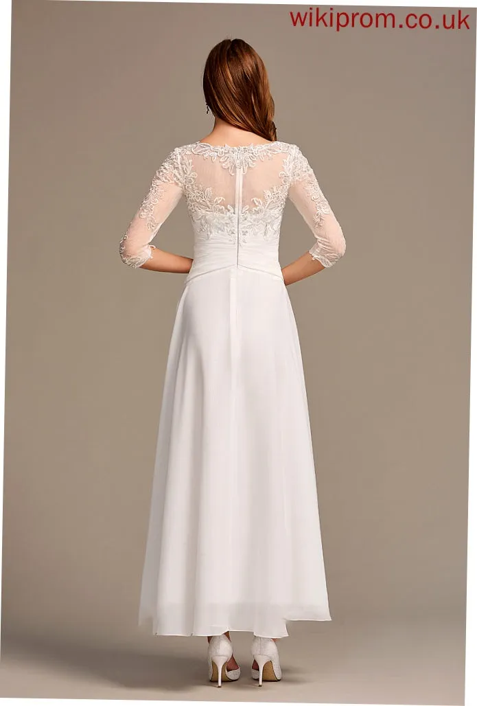 Wedding Lace Dress Mercedes With Asymmetrical A-Line Wedding Dresses Illusion