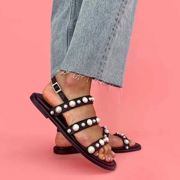 Zoe Black | Pearl embellished sandal